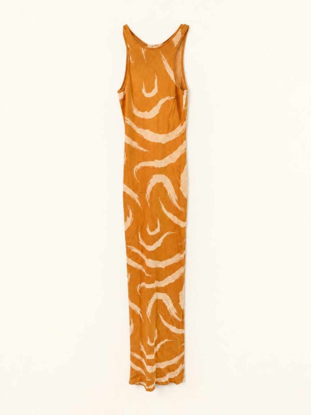 COMMENSE Gold Cream Wave Knit Sleeveless Maxi Dress S NWT